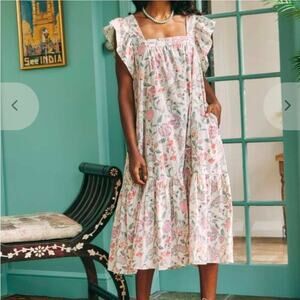 Ophelia & Indigo Floral Block Print Midi Dress